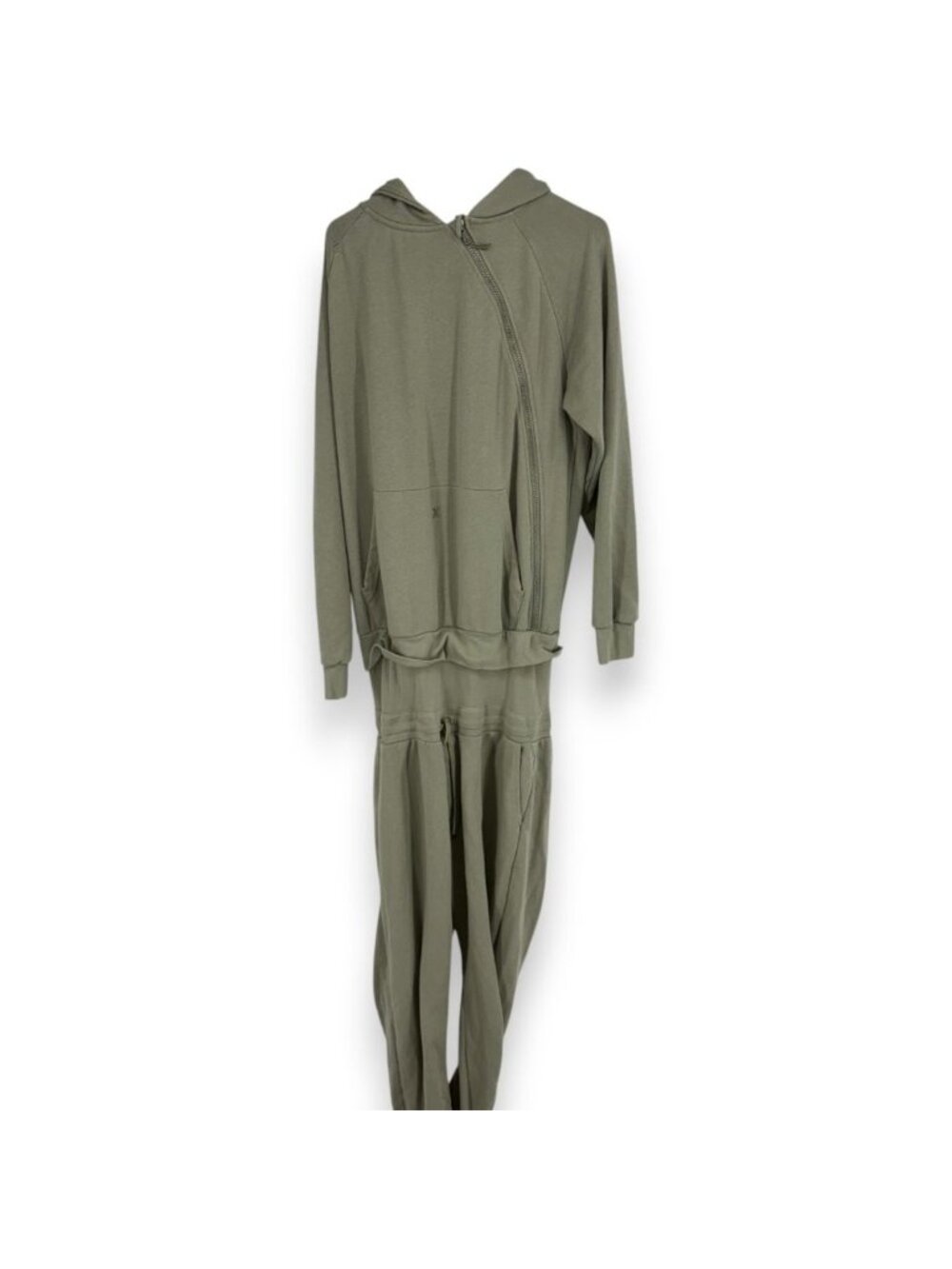 TUXY Men XL Jumpsuit One Piece Sweatpant Fabric Taupe Long Sleeve Jogger Leg